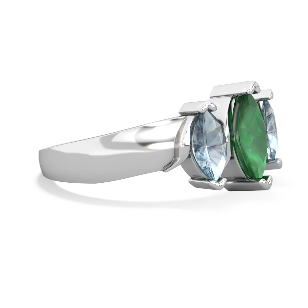 Emerald Three Peeks 14K White Gold ring R2433