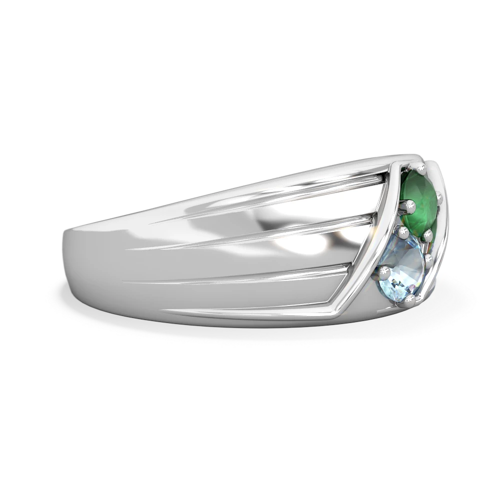 Emerald Men's Streamline 14K White Gold ring R0460