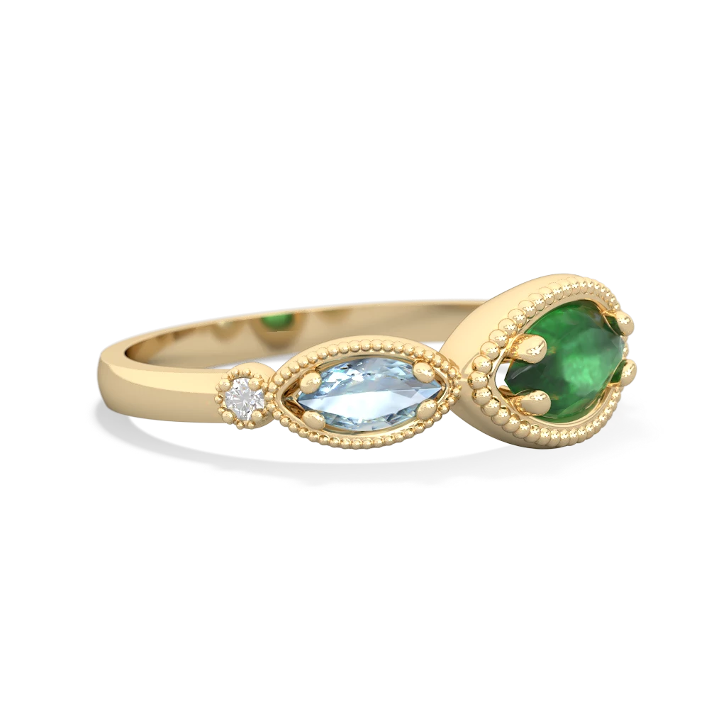 Emerald Milgrain Marquise 14K Yellow Gold ring R5700