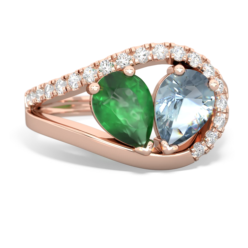 Emerald Nestled Heart Keepsake 14K Rose Gold ring R5650