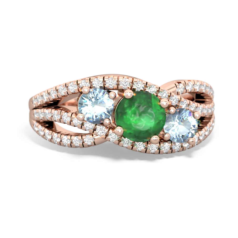 Emerald Three Stone Aurora 14K Rose Gold ring R3080