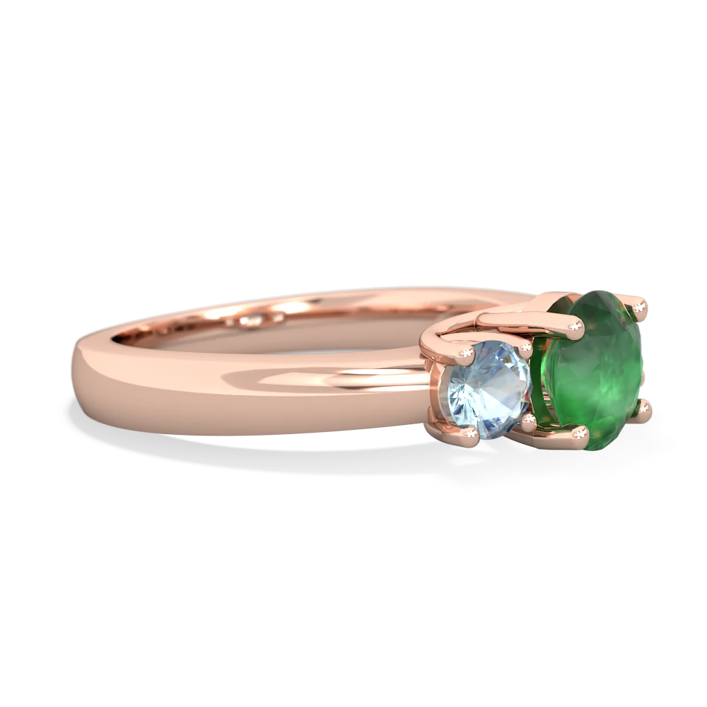 Emerald Three Stone Round Trellis 14K Rose Gold ring R4018