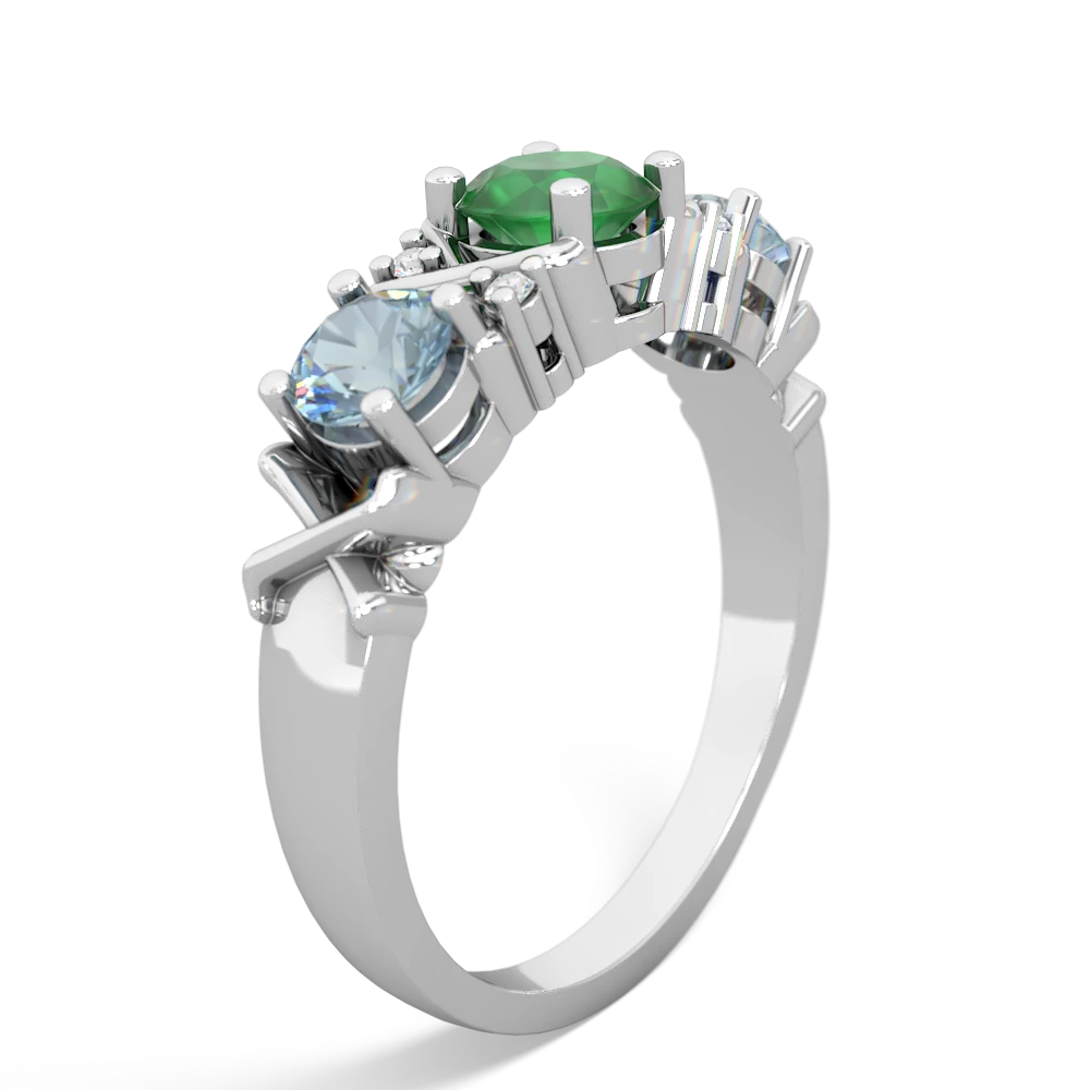 Emerald Hugs And Kisses 14K White Gold ring R5016