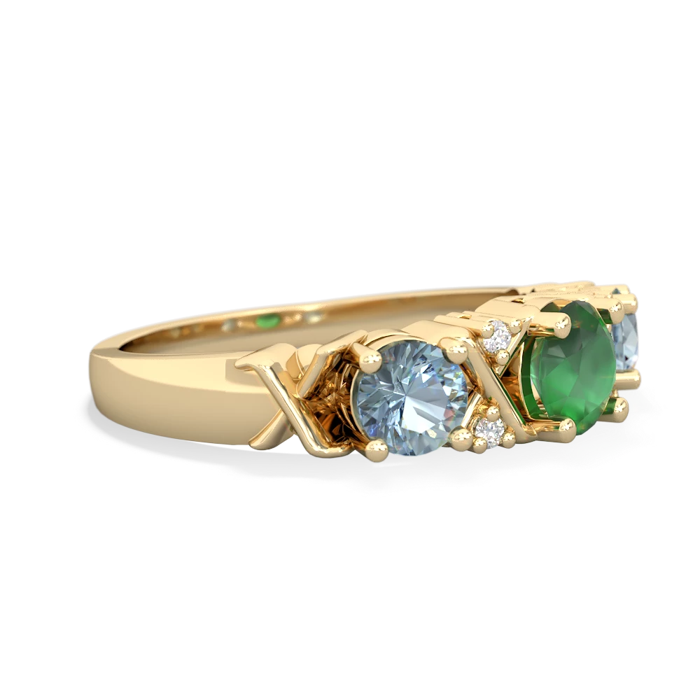 Emerald Hugs And Kisses 14K Yellow Gold ring R5016