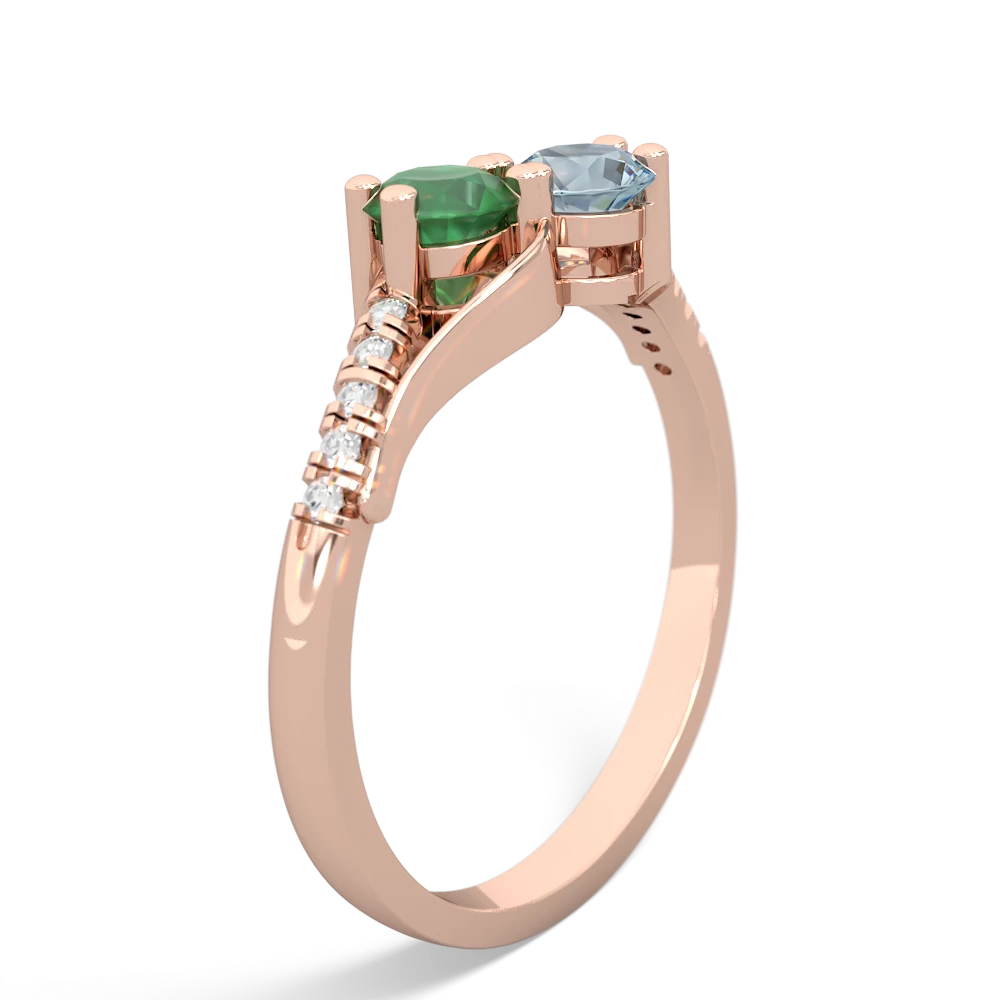 Emerald Infinity Pave Two Stone 14K Rose Gold ring R5285