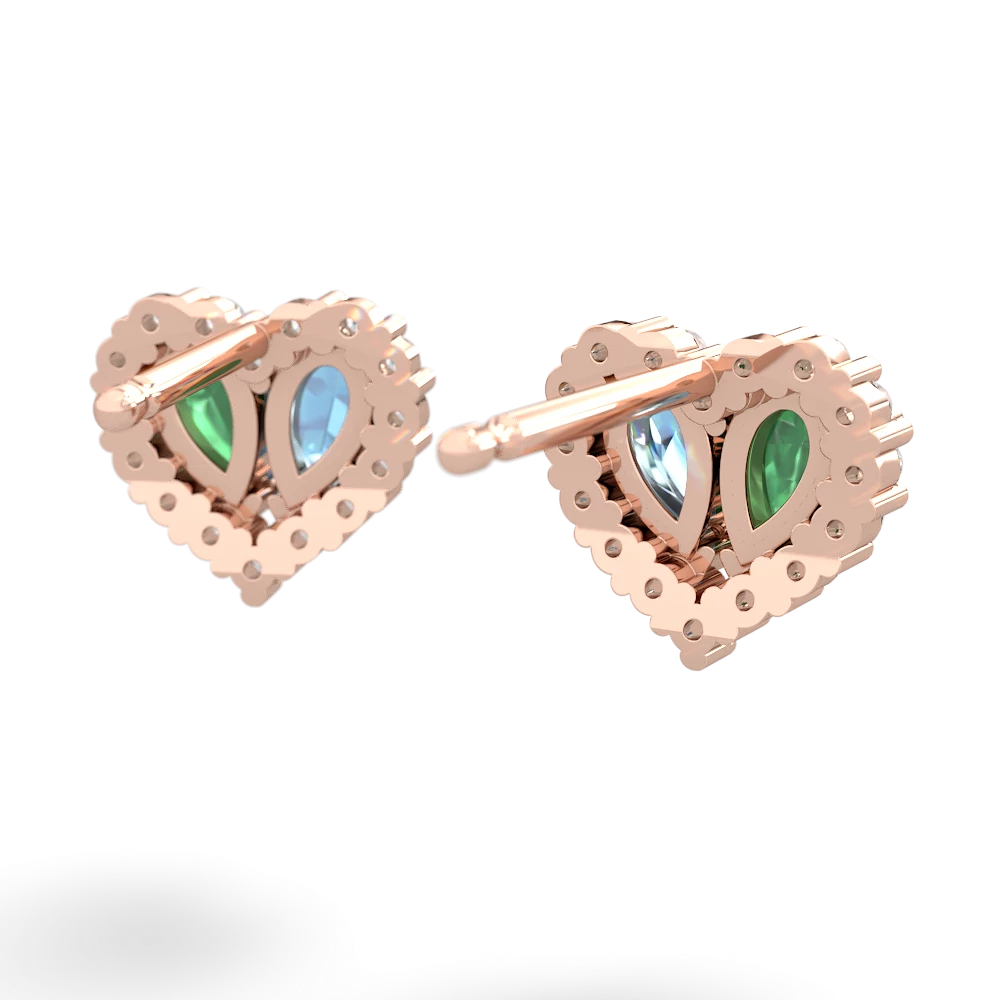 Emerald Halo 14K Rose Gold earrings E7008