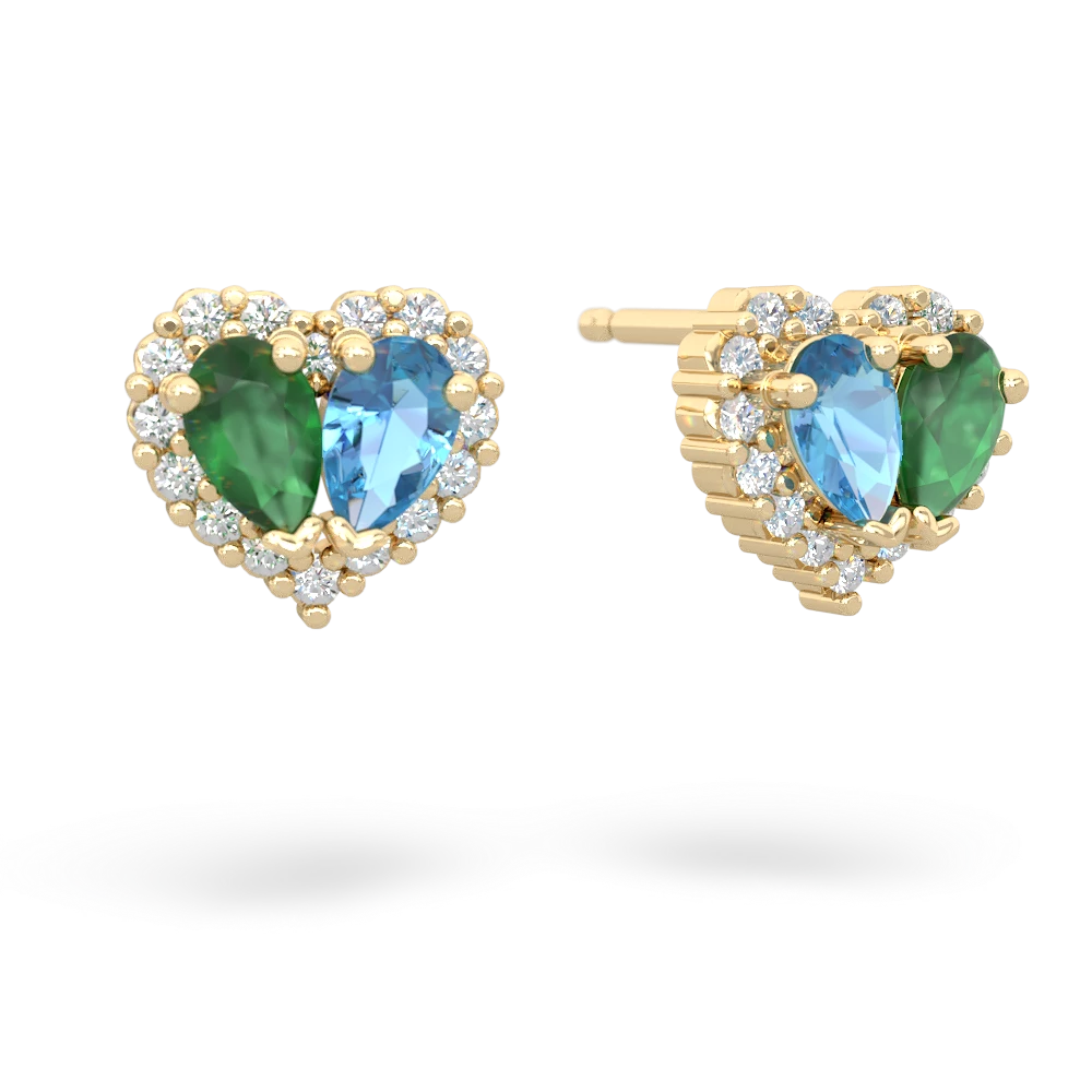 Emerald Halo 14K Yellow Gold earrings E7008