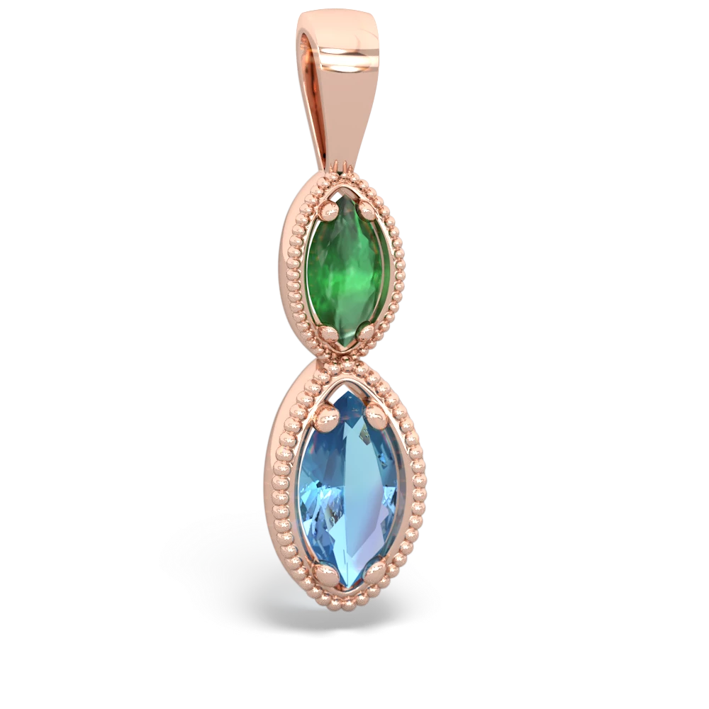 Emerald Antique-Style Halo 14K Rose Gold pendant P5700