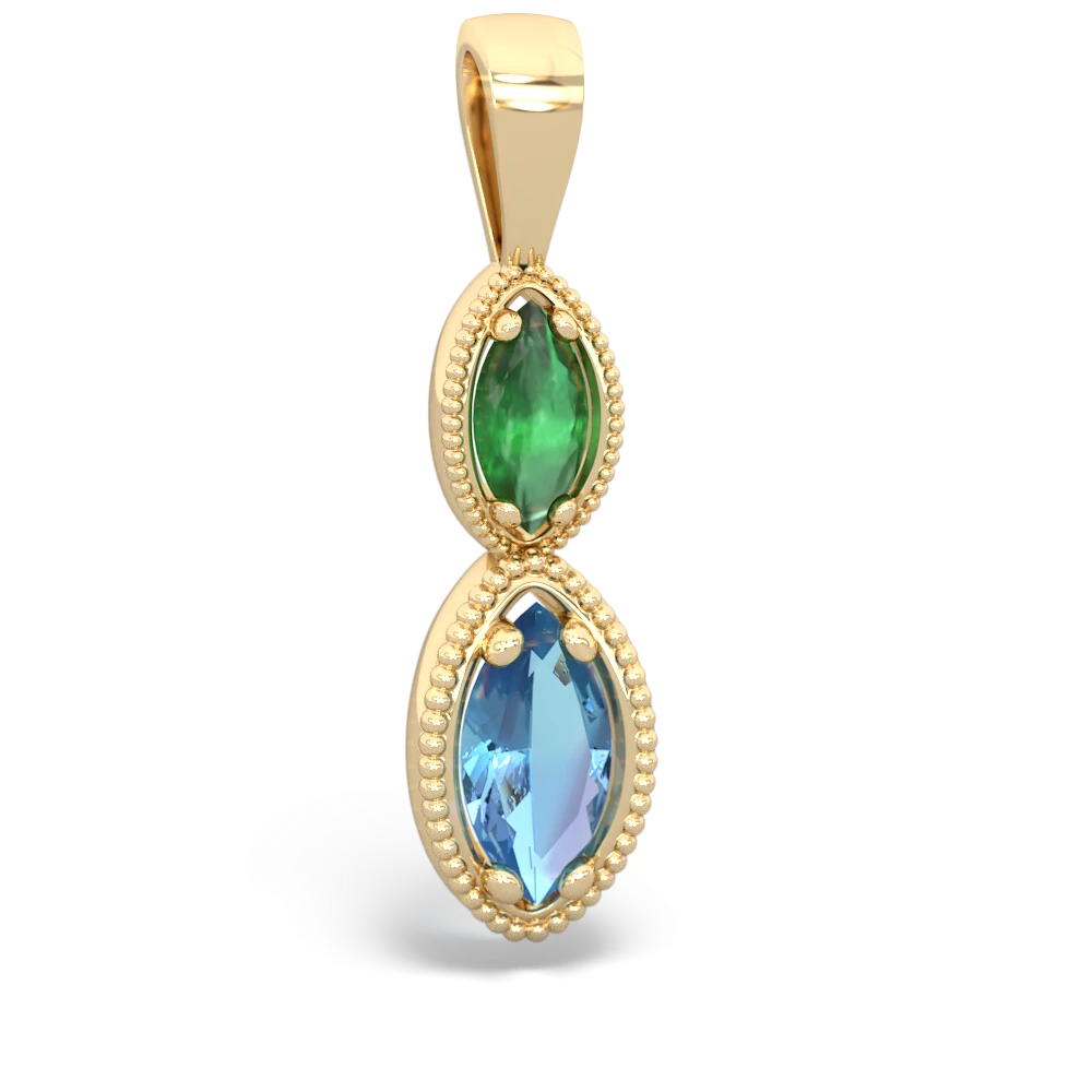 Emerald Antique-Style Halo 14K Yellow Gold pendant P5700