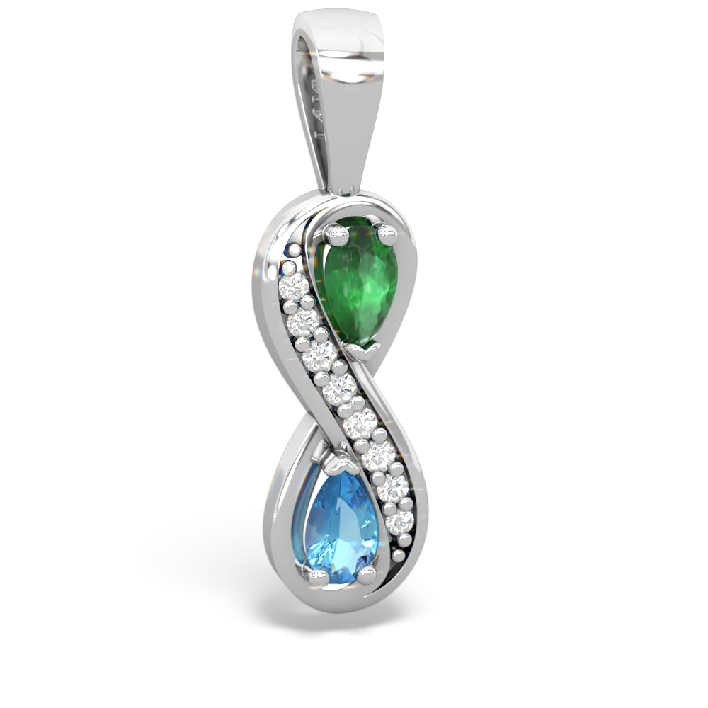 Emerald Diamond Infinity 14K White Gold pendant P5390