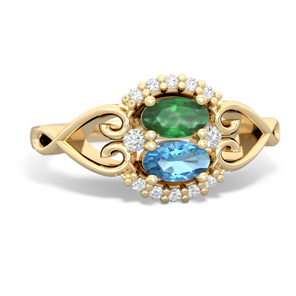 Emerald Love Nest 14K Yellow Gold ring R5860