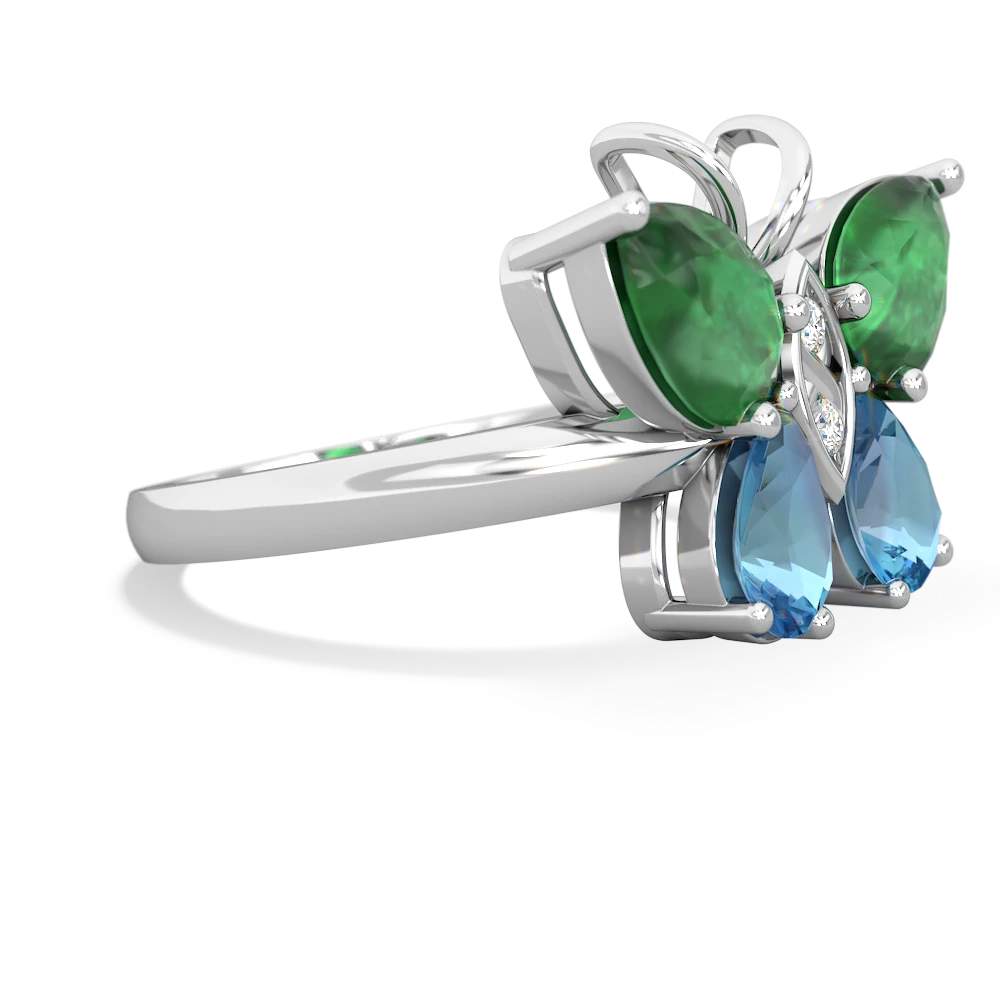 Emerald Butterfly 14K White Gold ring R2215