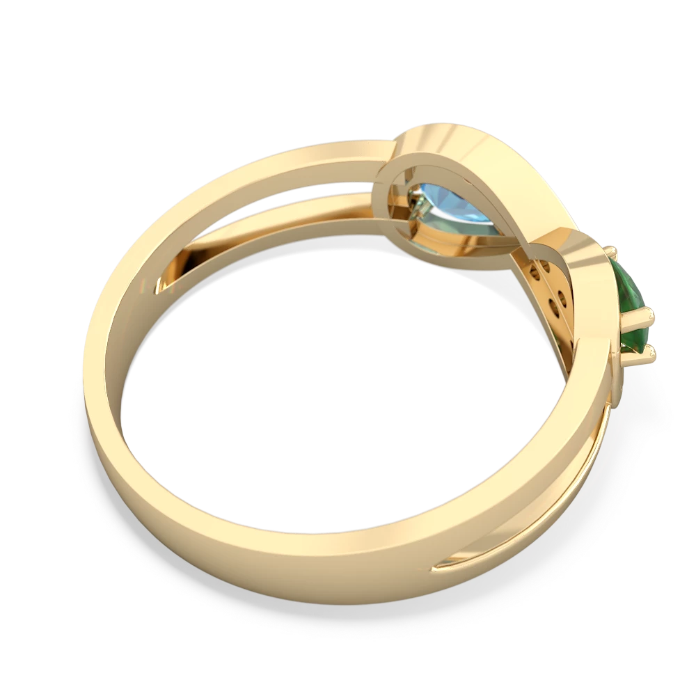 Emerald Diamond Infinity 14K Yellow Gold ring R5390