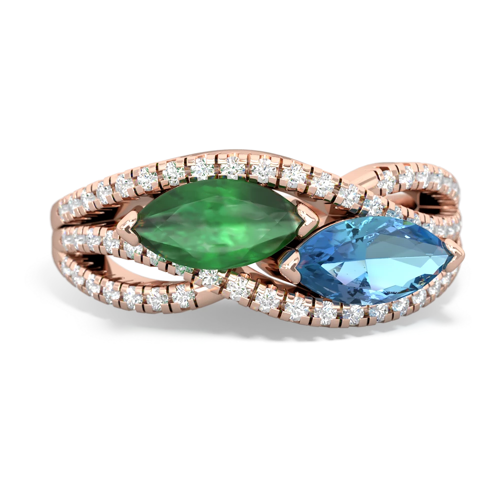 Emerald Diamond Rivers 14K Rose Gold ring R3070