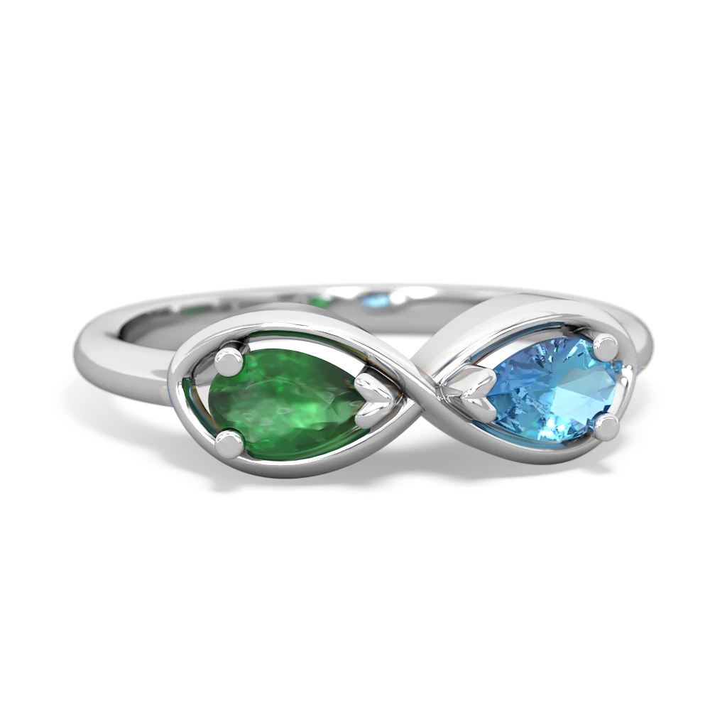 Emerald Infinity 14K White Gold ring R5050