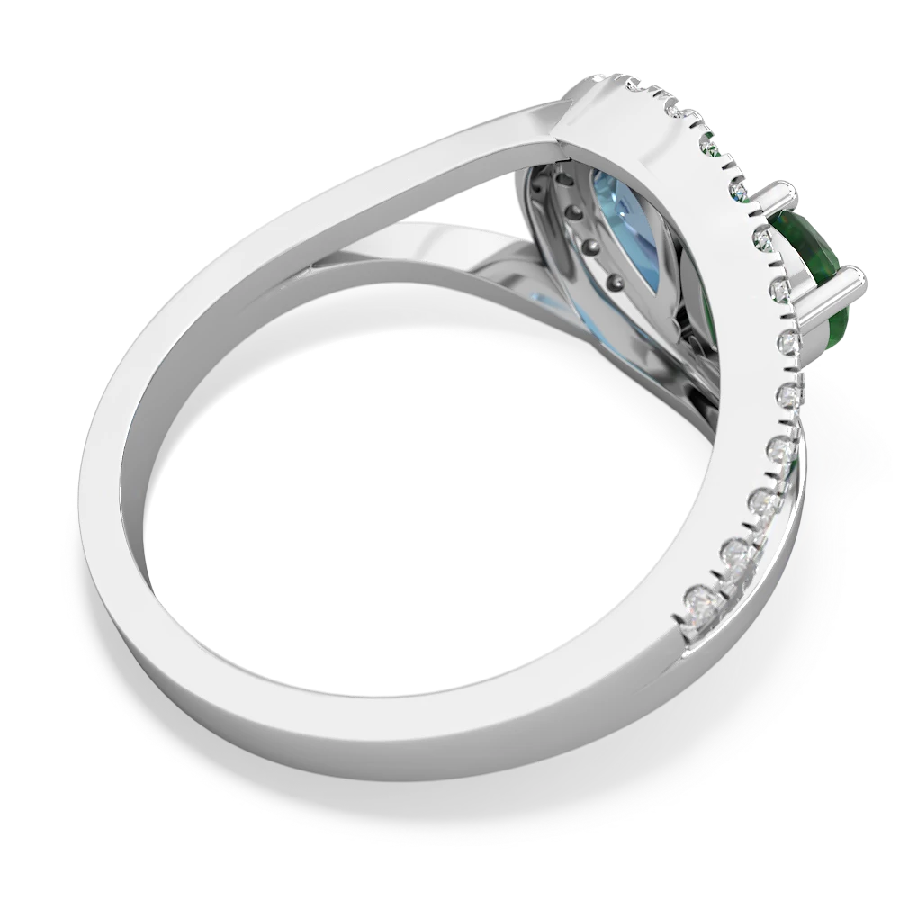 Emerald Nestled Heart Keepsake 14K White Gold ring R5650