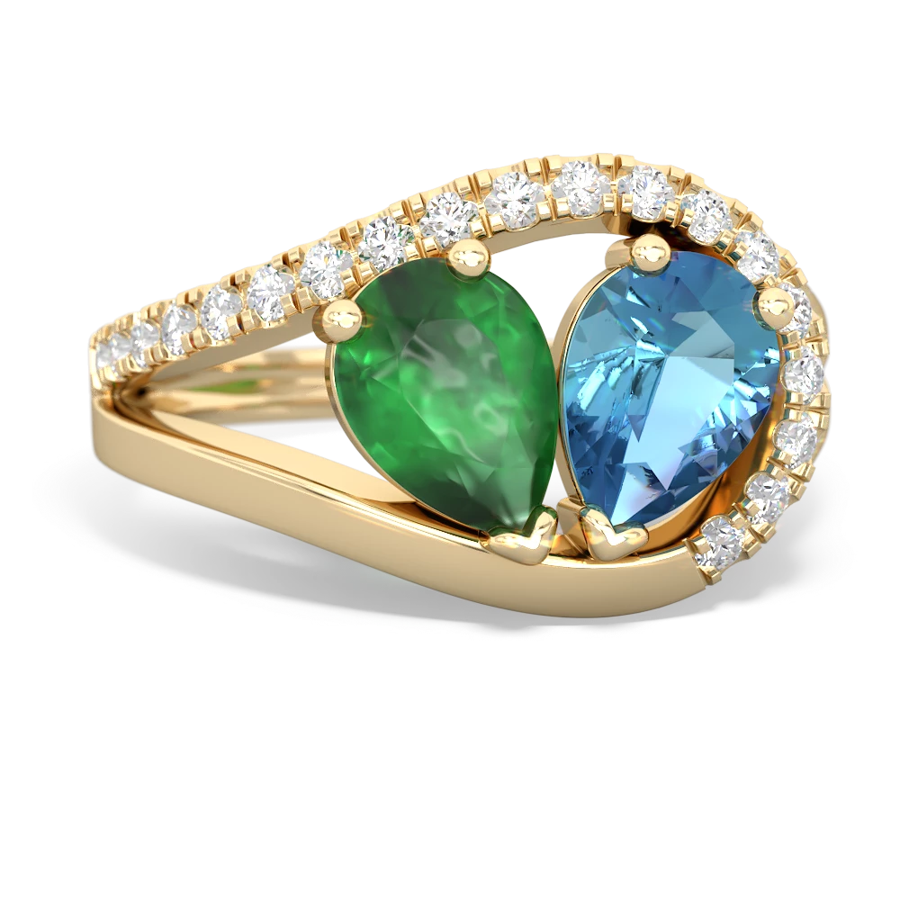 Emerald Nestled Heart Keepsake 14K Yellow Gold ring R5650