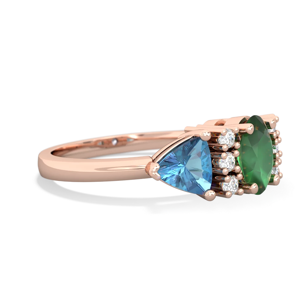 Emerald Antique Style Three Stone 14K Rose Gold ring R2186