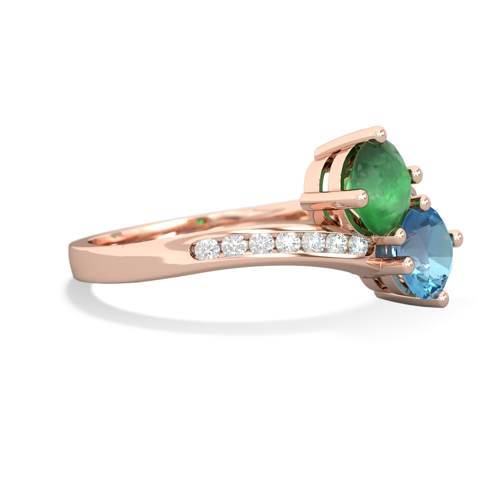 Emerald Channel Set Two Stone 14K Rose Gold ring R5303