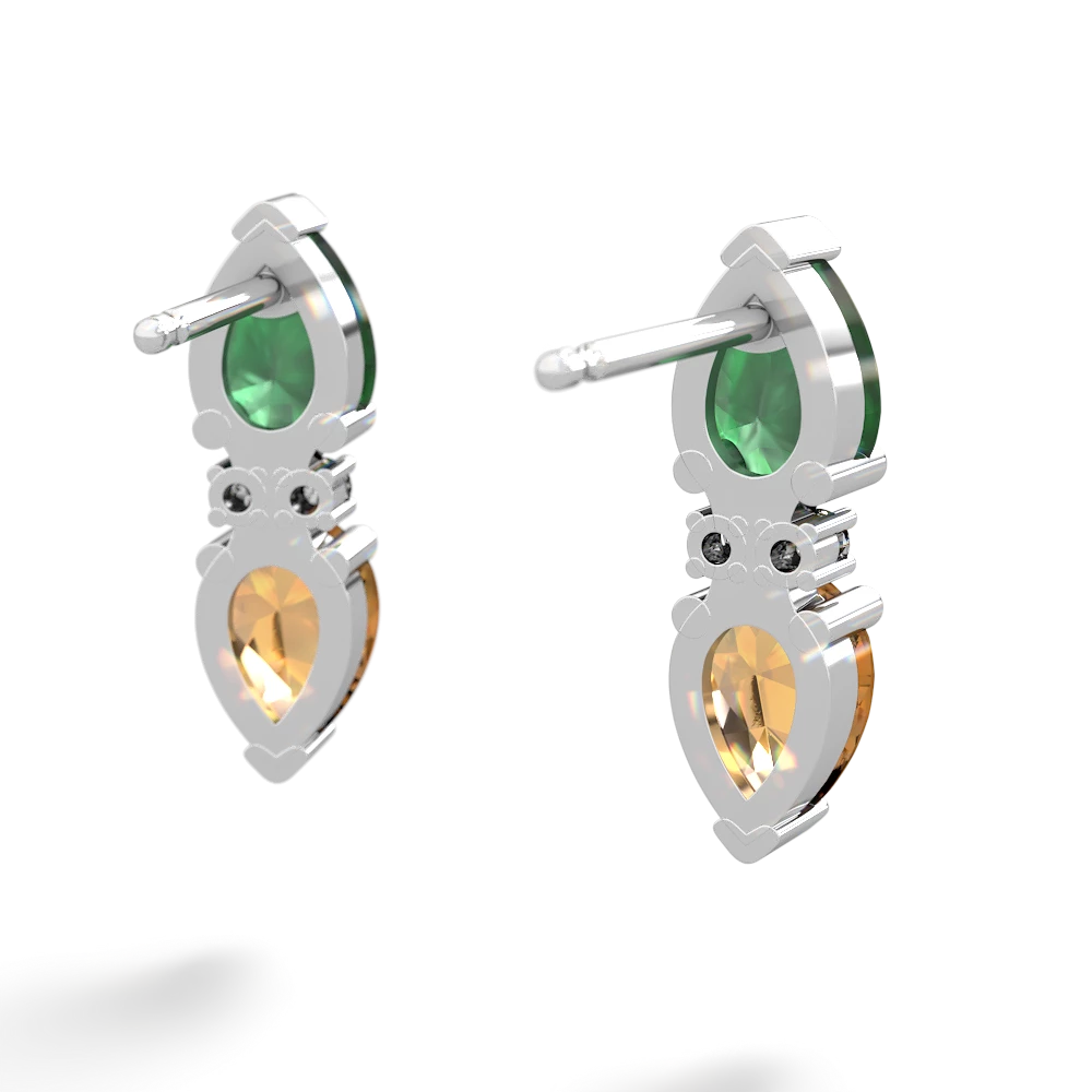 Emerald Bowtie Drop 14K White Gold earrings E0865