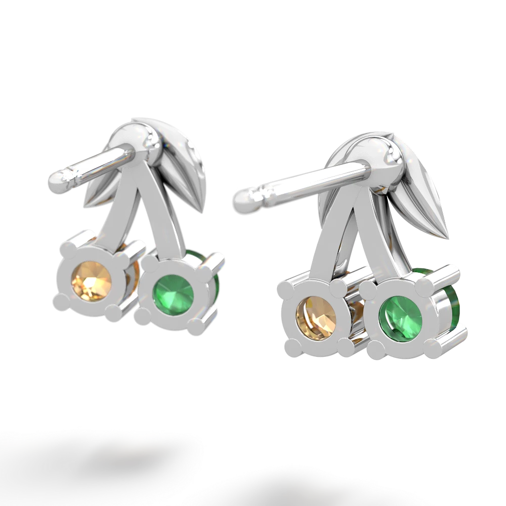 Emerald Sweet Cherries 14K White Gold earrings E7001