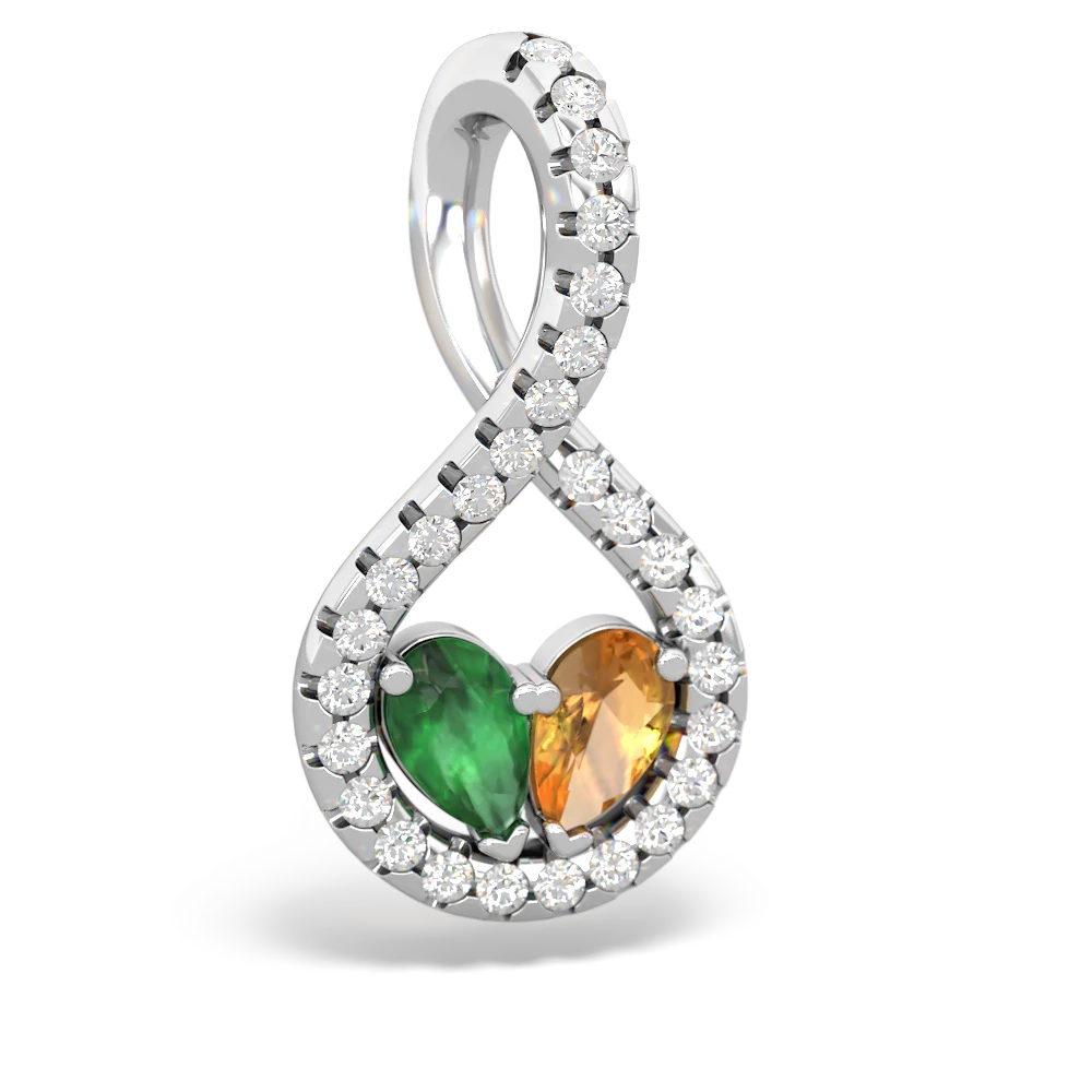 Emerald Pave Twist 'One Heart' 14K White Gold pendant P5360