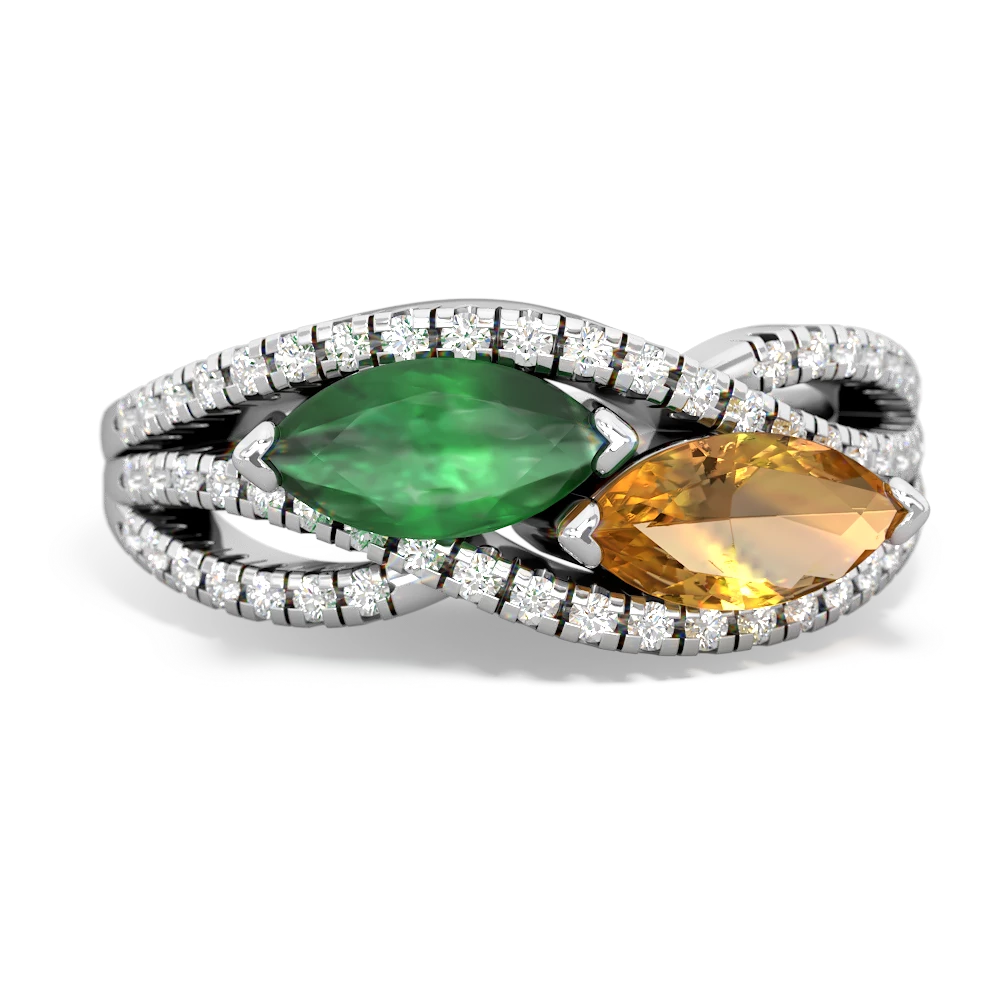 Emerald Diamond Rivers 14K White Gold ring R3070