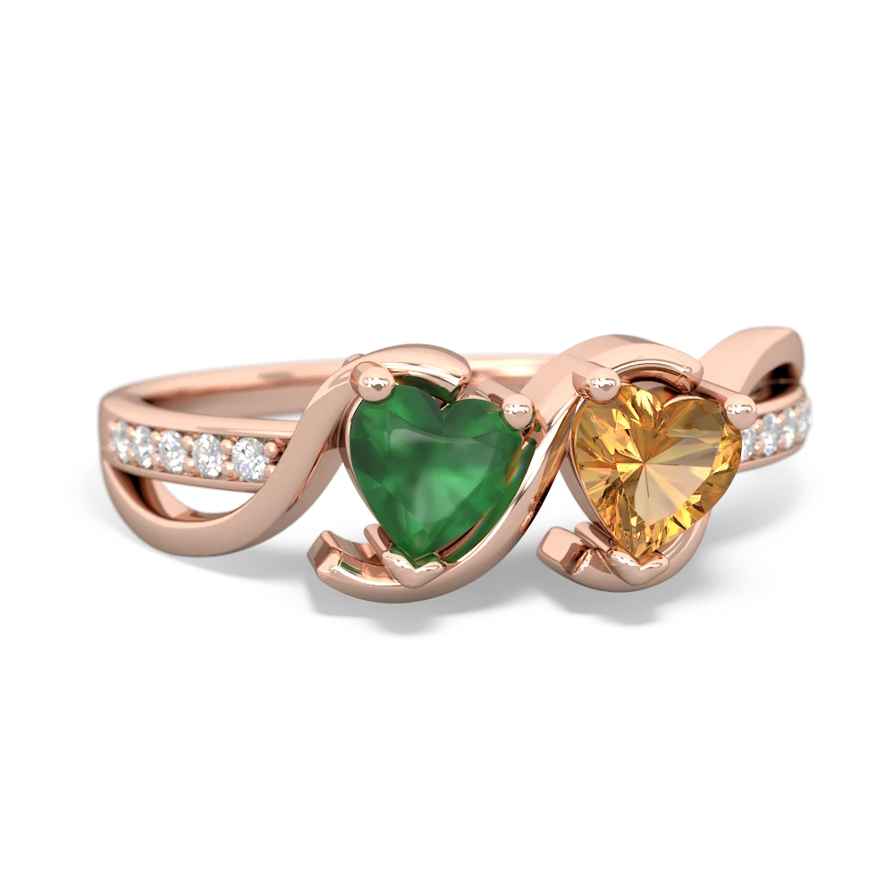 Emerald Side By Side 14K Rose Gold ring R3090