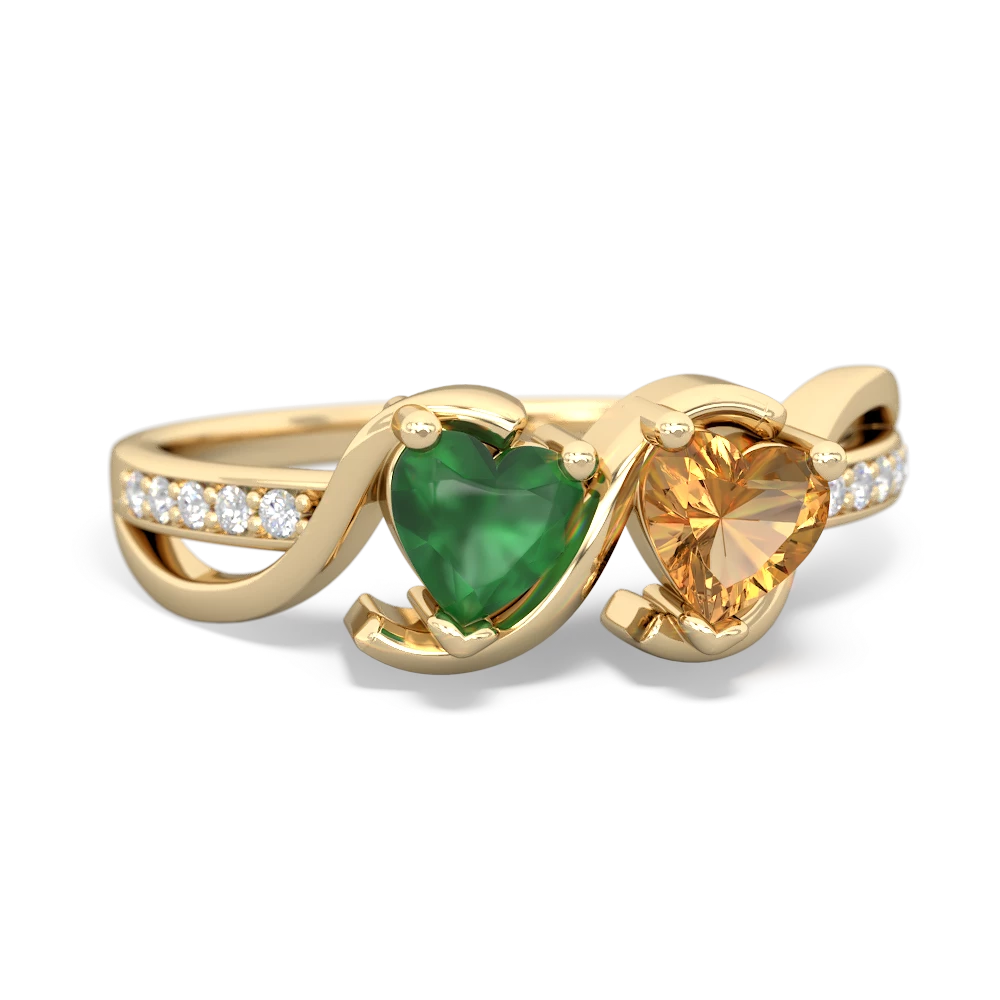 Emerald Side By Side 14K Yellow Gold ring R3090