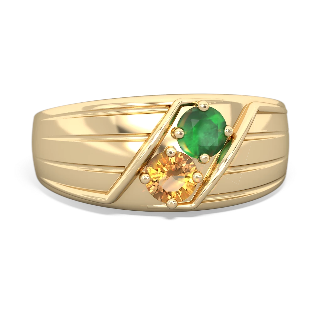 Emerald Men's Streamline 14K Yellow Gold ring R0460