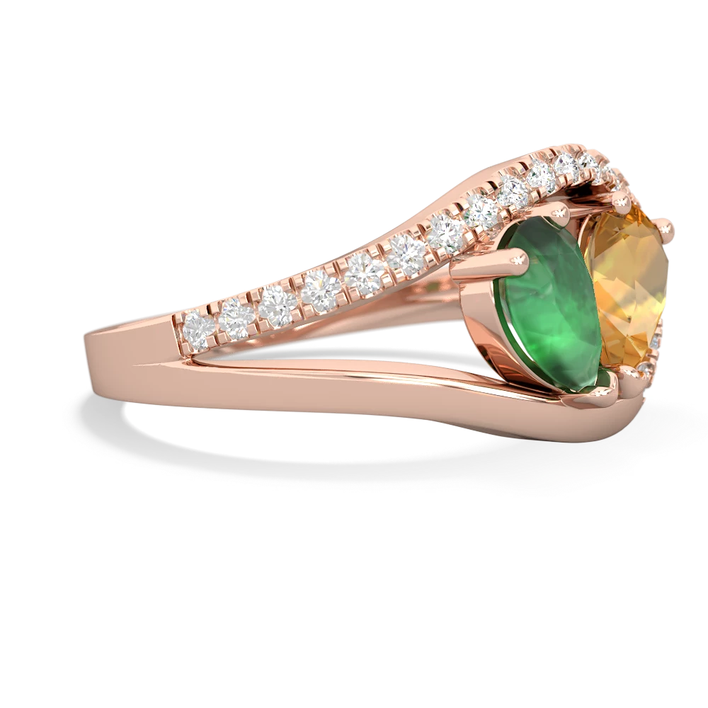 Emerald Nestled Heart Keepsake 14K Rose Gold ring R5650