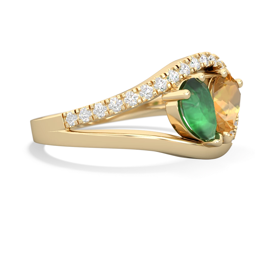 Emerald Nestled Heart Keepsake 14K Yellow Gold ring R5650