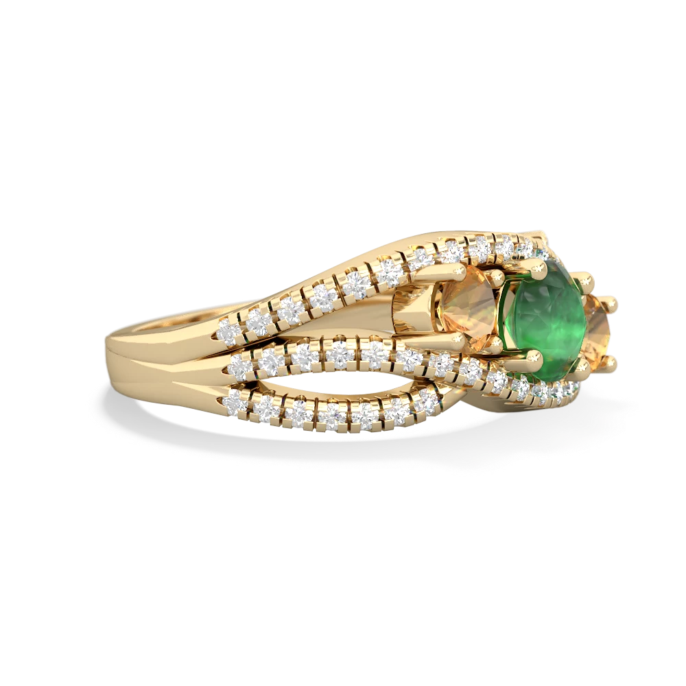 Emerald Three Stone Aurora 14K Yellow Gold ring R3080