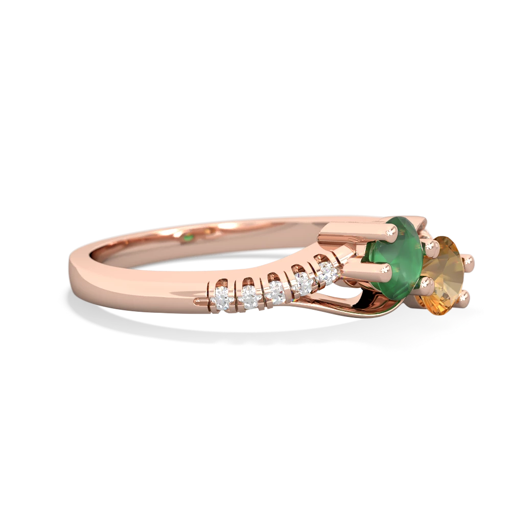 Emerald Infinity Pave Two Stone 14K Rose Gold ring R5285