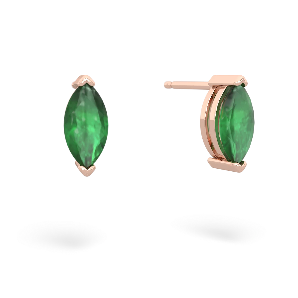 Emerald 8X4mm Marquise Stud 14K Rose Gold earrings E1701