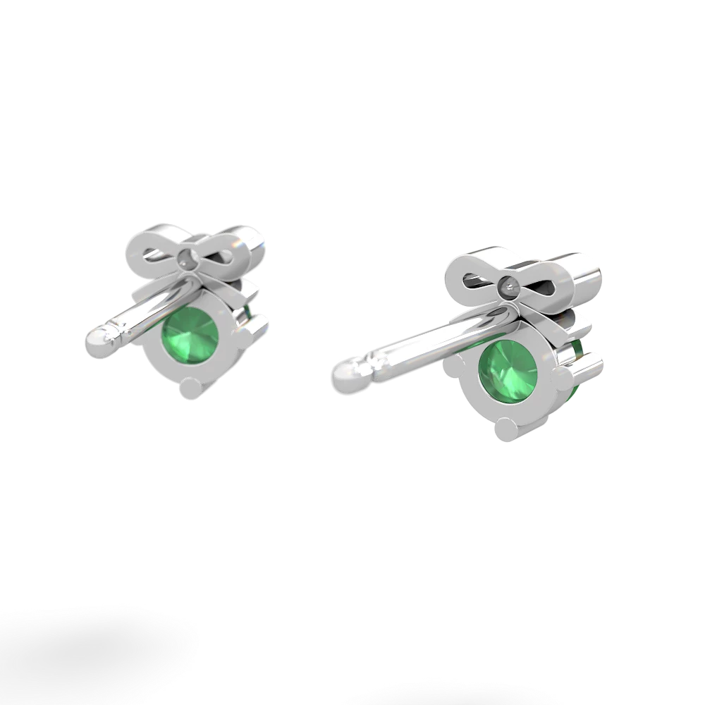 Emerald Diamond Bows 14K White Gold earrings E7002