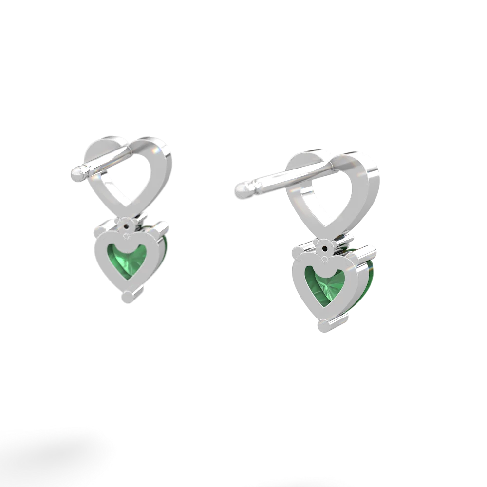 Emerald Four Hearts 14K White Gold earrings E2558