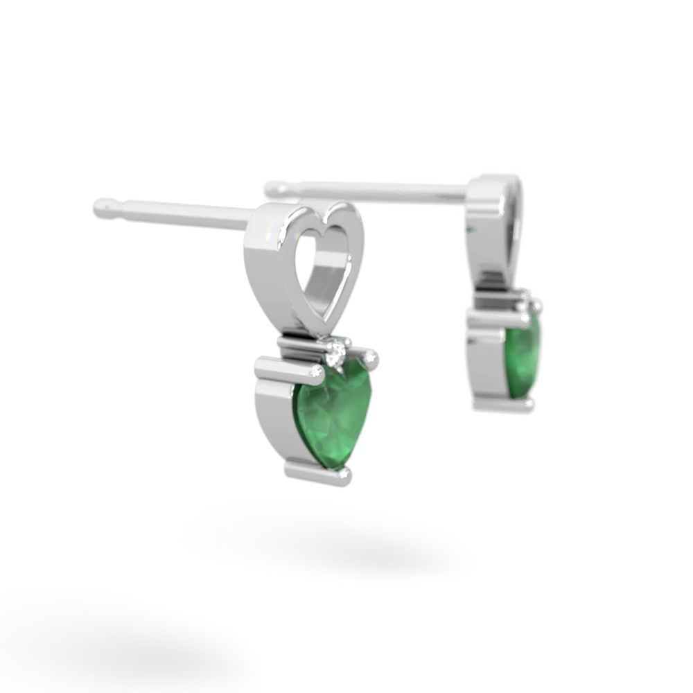 Emerald Four Hearts 14K White Gold earrings E2558