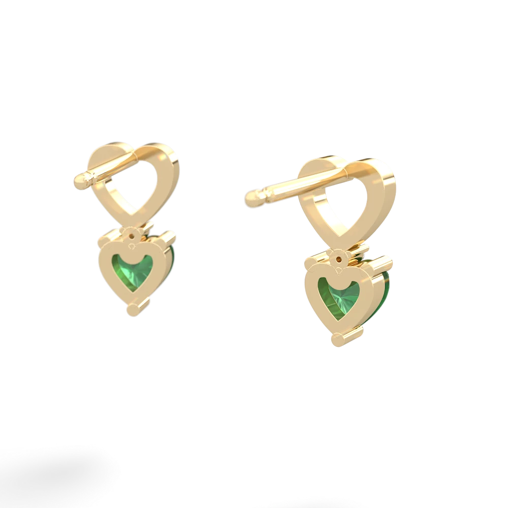 Emerald Four Hearts 14K Yellow Gold earrings E2558