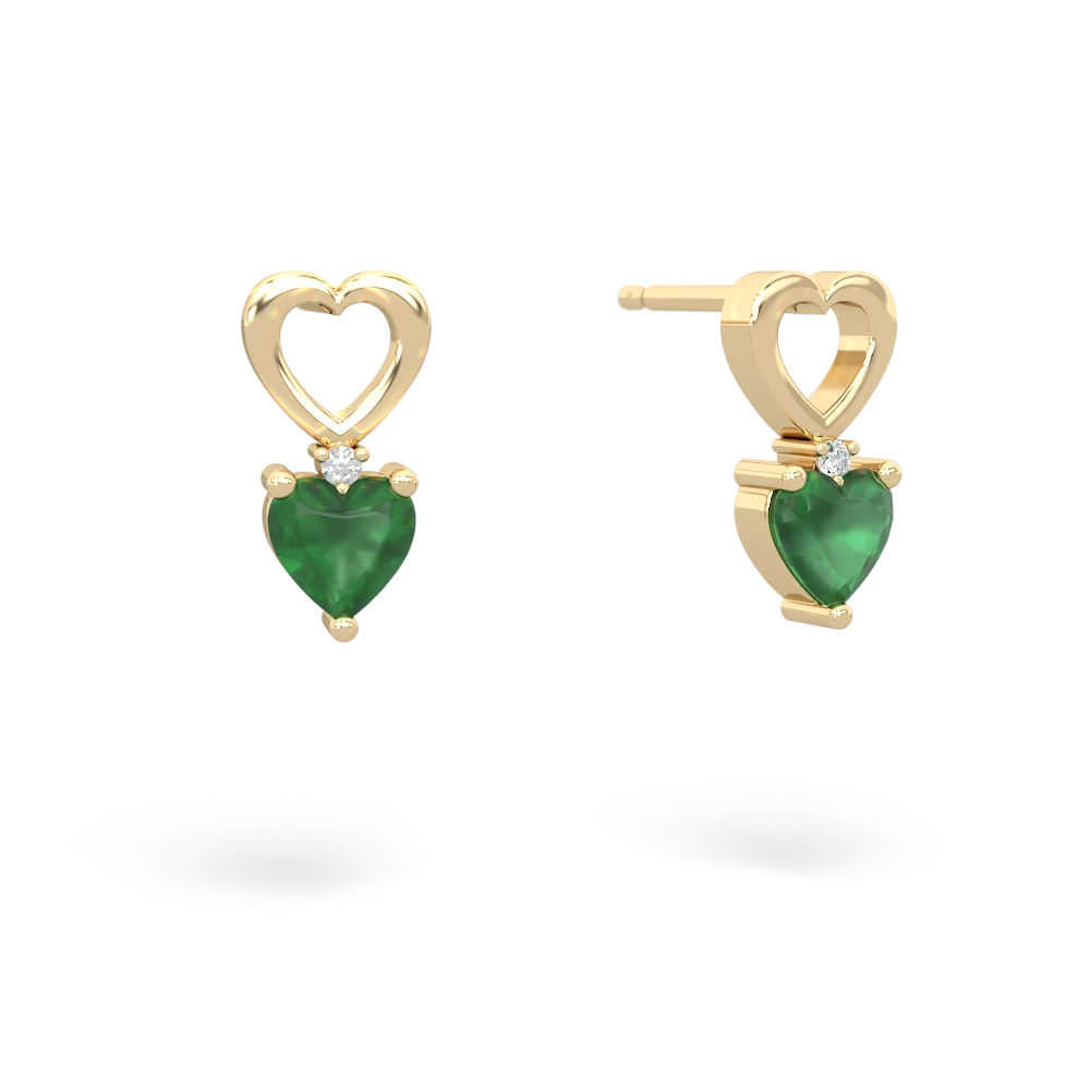 Emerald Four Hearts 14K Yellow Gold earrings E2558