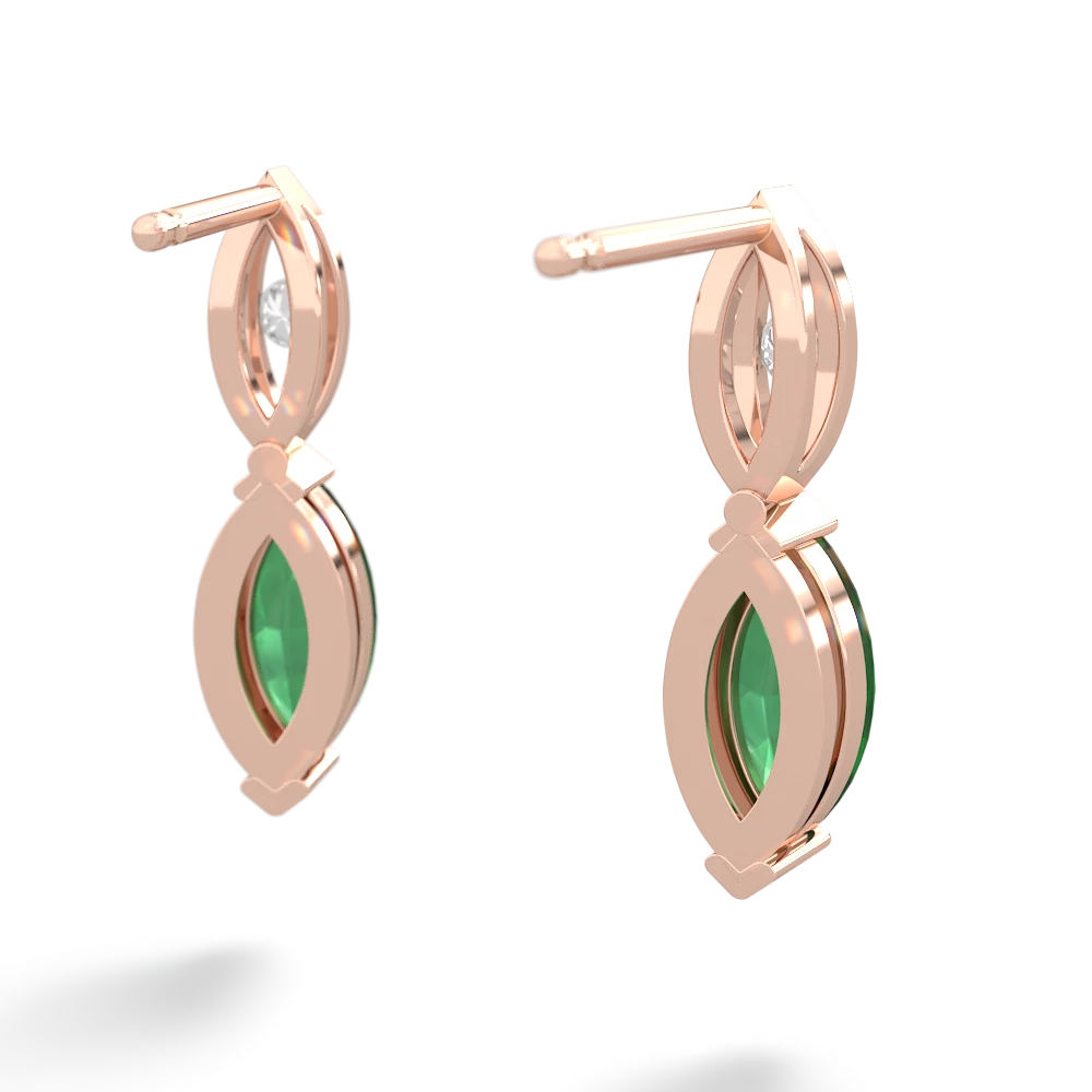 Emerald Marquise Drop 14K Rose Gold earrings E5333