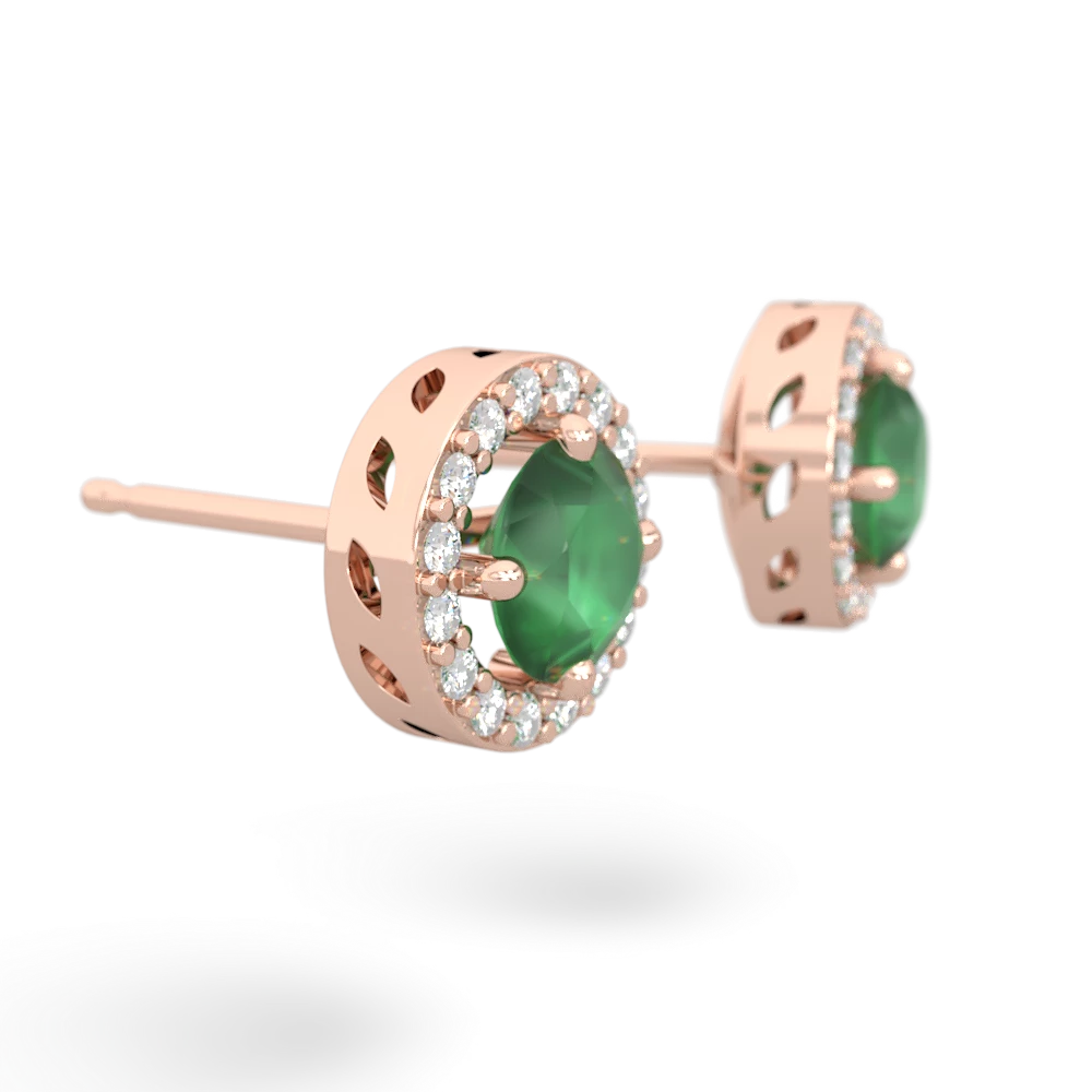 Emerald Halo earrings - 14K Rose Gold |JewelsForMe