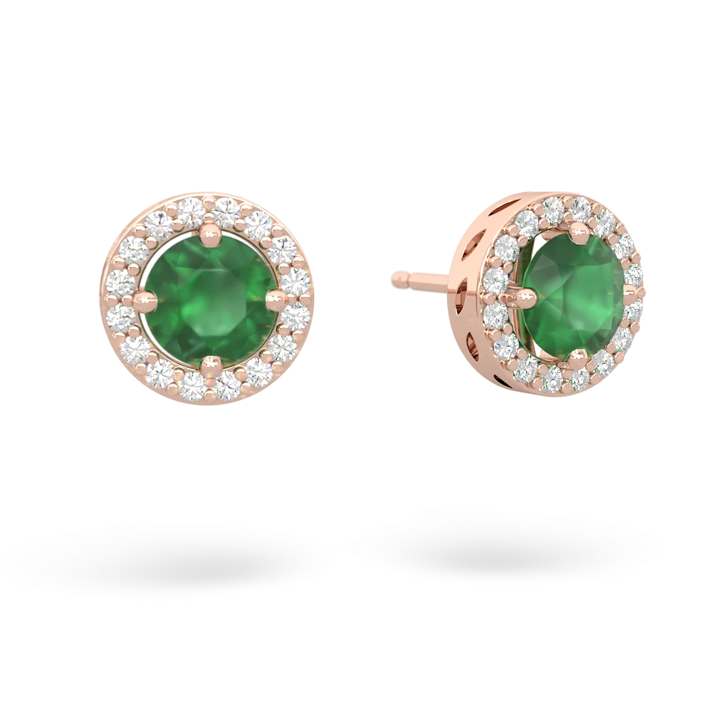 Emerald Halo earrings - 14K Rose Gold |JewelsForMe