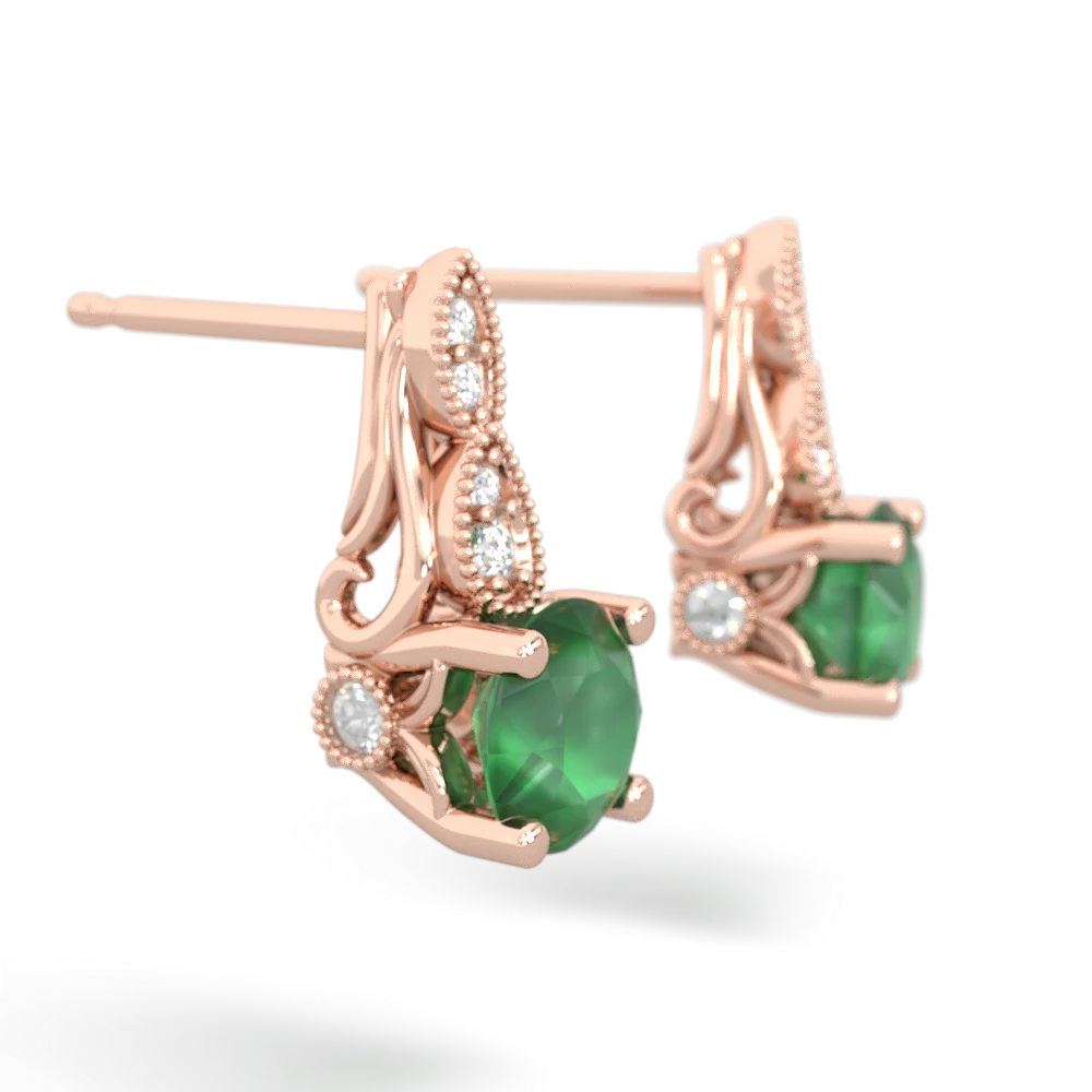 Emerald Antique Elegance 14K Rose Gold earrings E3100