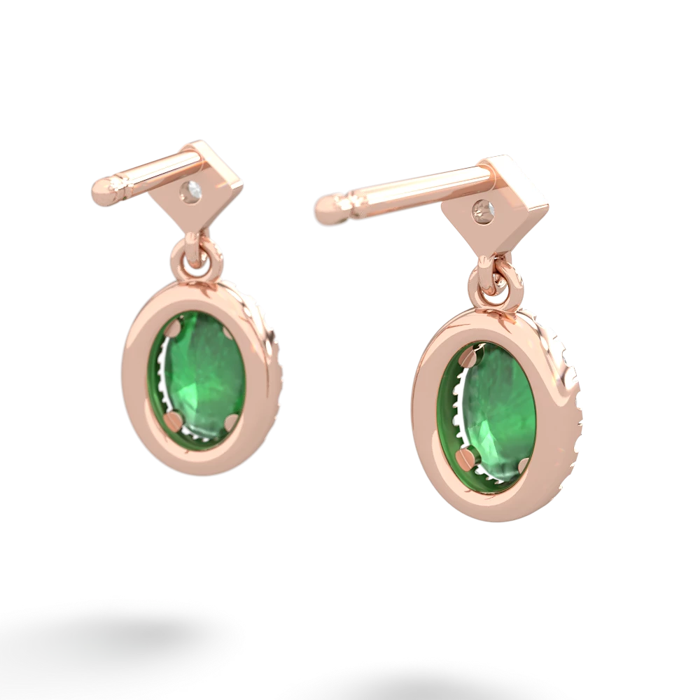 Emerald Antique-Style Halo 14K Rose Gold earrings E5720