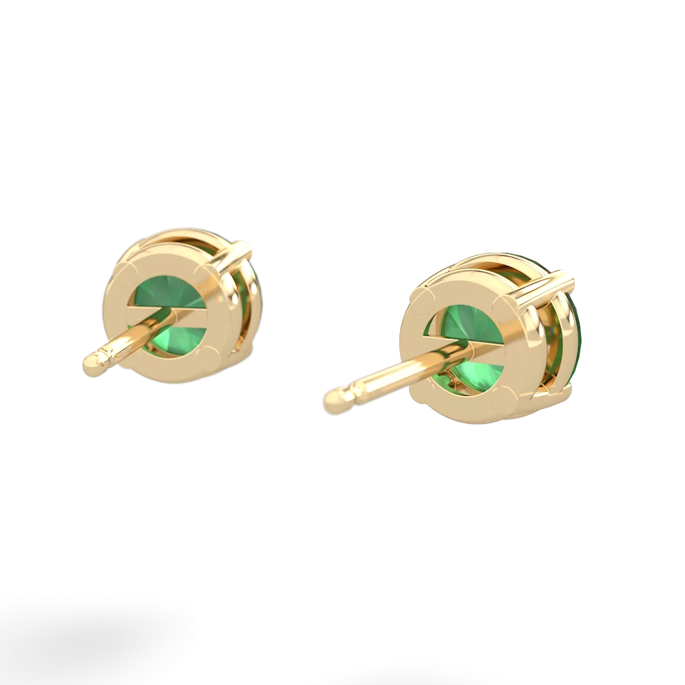 Emerald 6Mm Round Stud 14K Yellow Gold earrings E1786