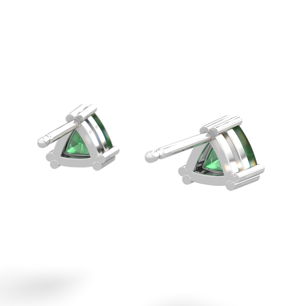 Emerald 5Mm Trillion Stud 14K White Gold earrings E1858