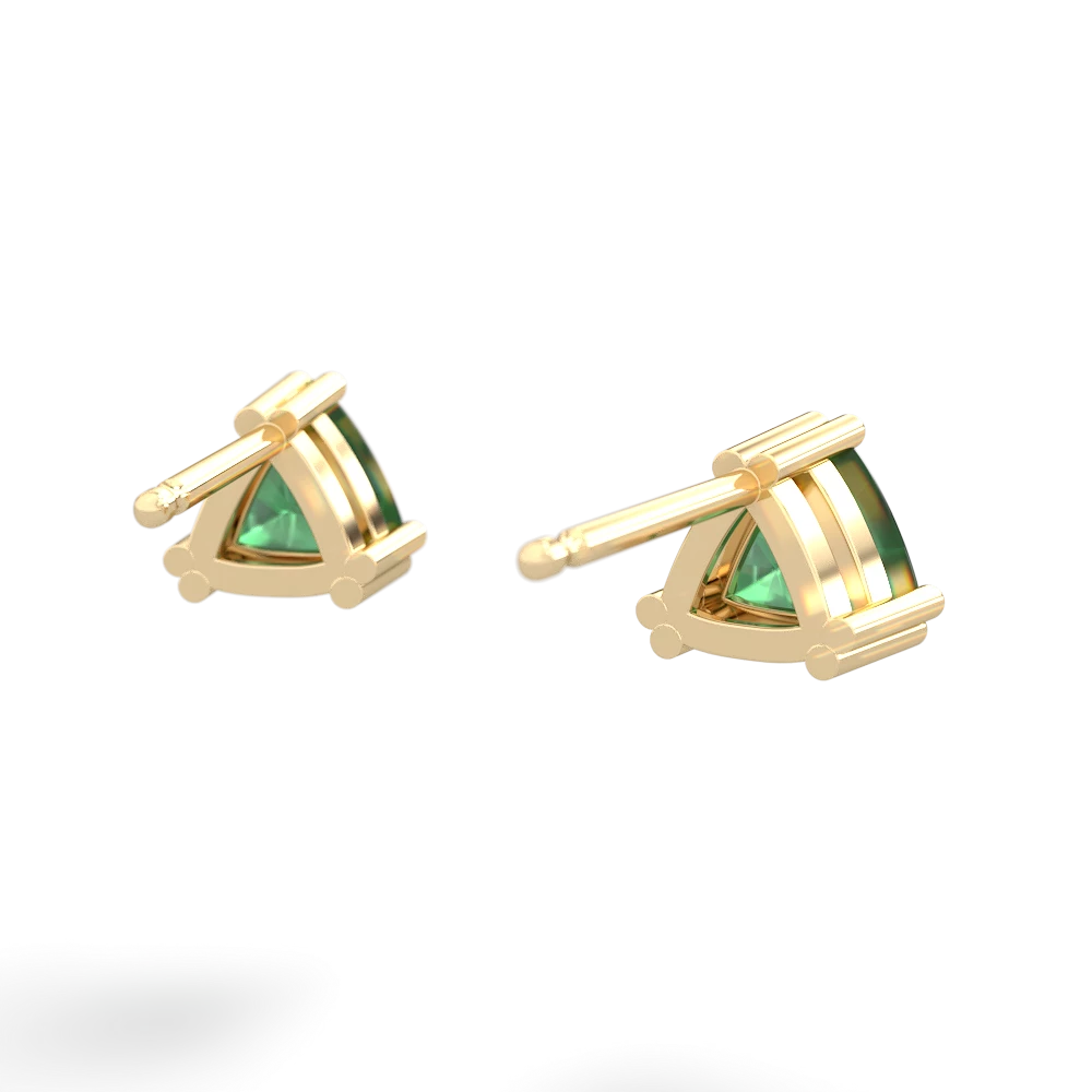 Emerald 5Mm Trillion Stud 14K Yellow Gold earrings E1858