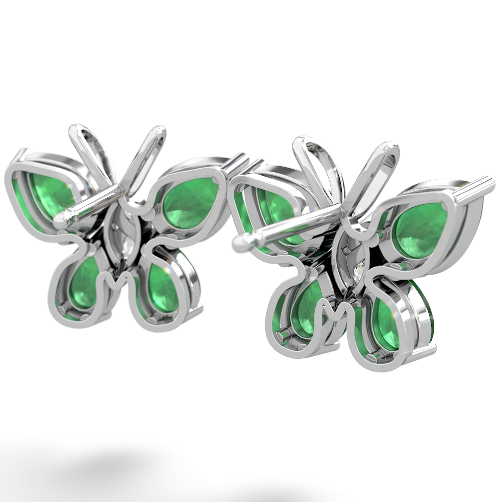 Emerald Butterfly 14K White Gold earrings E2215