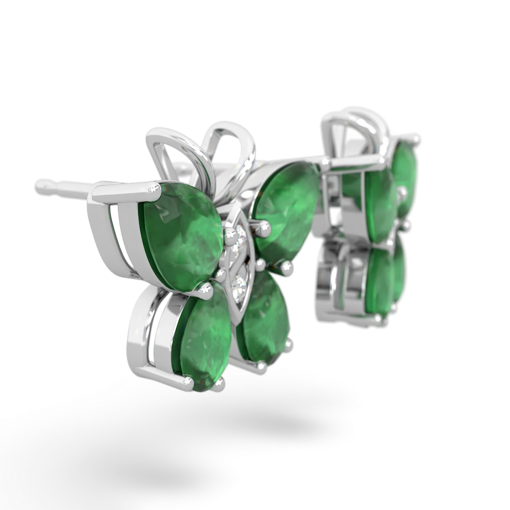 Emerald Butterfly 14K White Gold earrings E2215